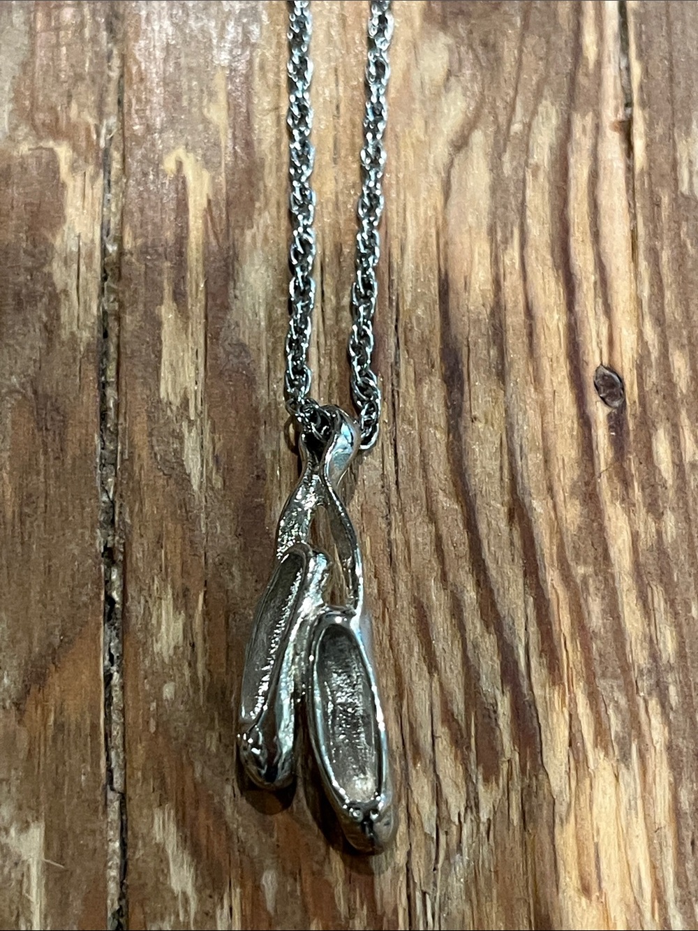 Monet Silver Ballet Slippers Pendant Necklace - Women Jewelry
